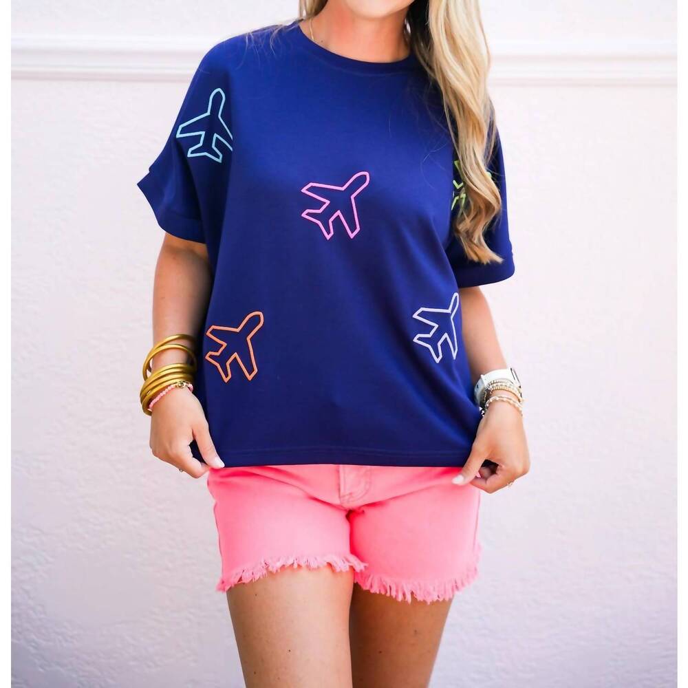 NEW JESS LEA around the world luxe top in blue